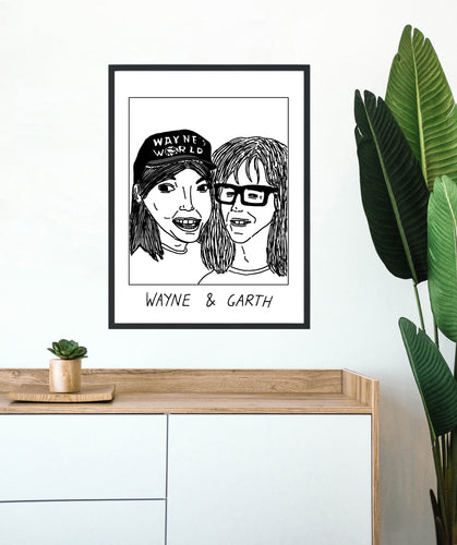 Badly Drawn Wayne & Garth - Poster - BUY 2 GET 3RD FREE ON ALL PRINTS