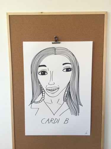 Badly Drawn Cardi B - Original Drawing - A2.