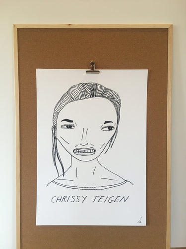 Badly Drawn Chrissy Teigen - Original Drawing - A2.
