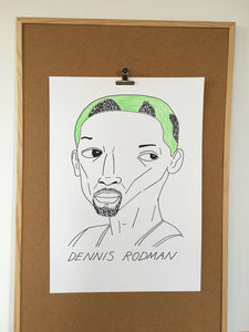SOLD OUT - Badly Drawn Dennis Rodman - Original Drawing - A2