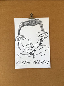 Badly Drawn Ellen Allien - Original Drawing - A3.