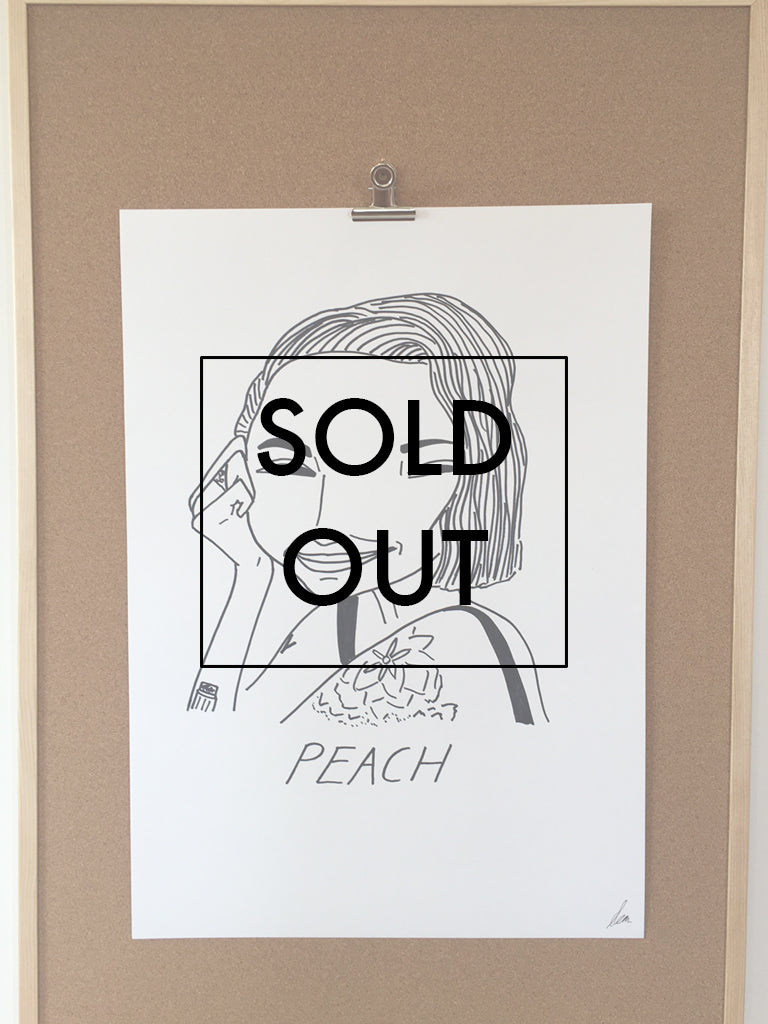 SOLD OUT - Badly Drawn Peach - Original Drawing - A2.