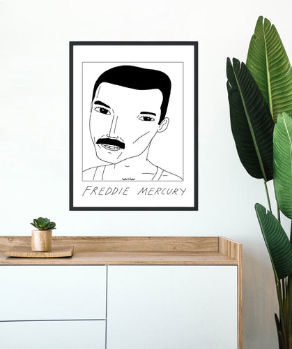 Badly Drawn Celebs - Freddie Mercury - Poster - BUY 2 GET 3RD FREE ON ALL PRINTS