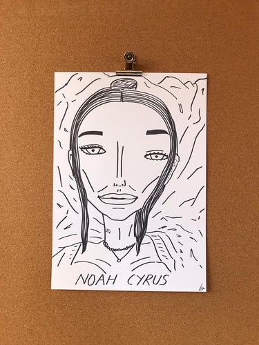 Badly Drawn Celebs - Noah Cyrus - Grammys 2021 (Original Artwork - A3)