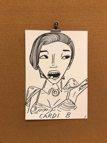 Badly Drawn Celebs - Cardi B - Grammys 2021 (Original Artwork - A3)