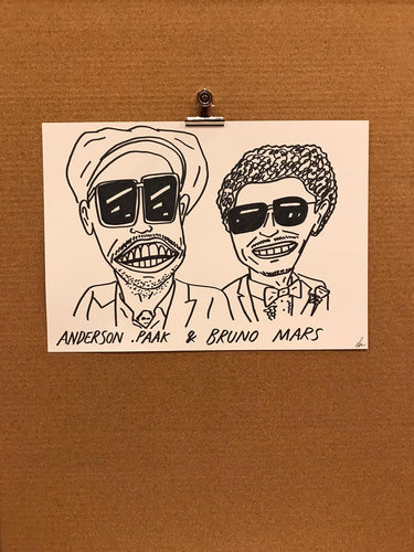 Badly Drawn Celebs - Anderson .Paak & Bruno Mars - Grammys 2021 (Original Artwork - A3)