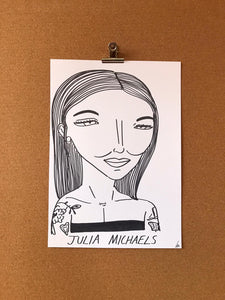 Badly Drawn Celebs - Julia Michaels - Grammys 2021 (Original Artwork - A3)