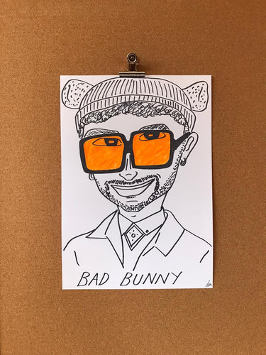 Badly Drawn Celebs - Bad Bunny - Grammys 2021 (Original Artwork - A3)