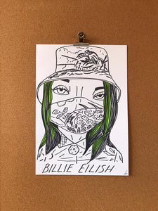 Badly Drawn Celebs - Billie Eilish - Grammys 2021 (Original Artwork - A3)