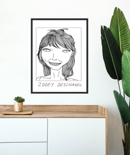 Badly Drawn Celebs - Zooey Deschanel - Poster - BUY 2 GET 3RD FREE ON ALL PRINTS